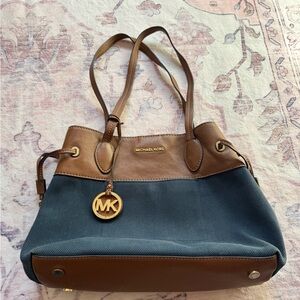 Michael Kors Tan and Blue Tote Bag